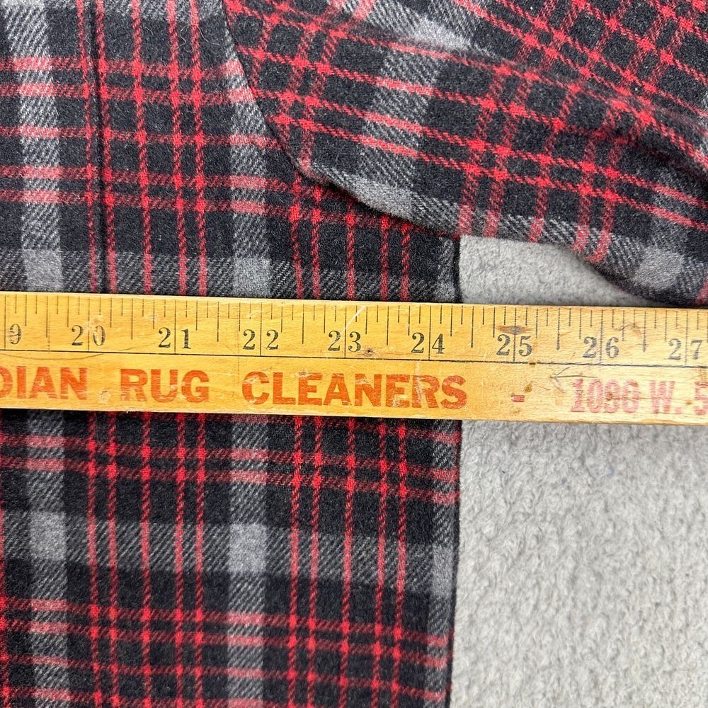 Woolrich Flannel Shirt Womens Large Red Black Plaid Button Up Elbow Patch Casual - Picture 7 of 9